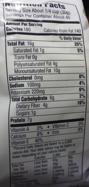 Lightly Salted Almonds Lightly Salted Almonds Nutrition Label Image